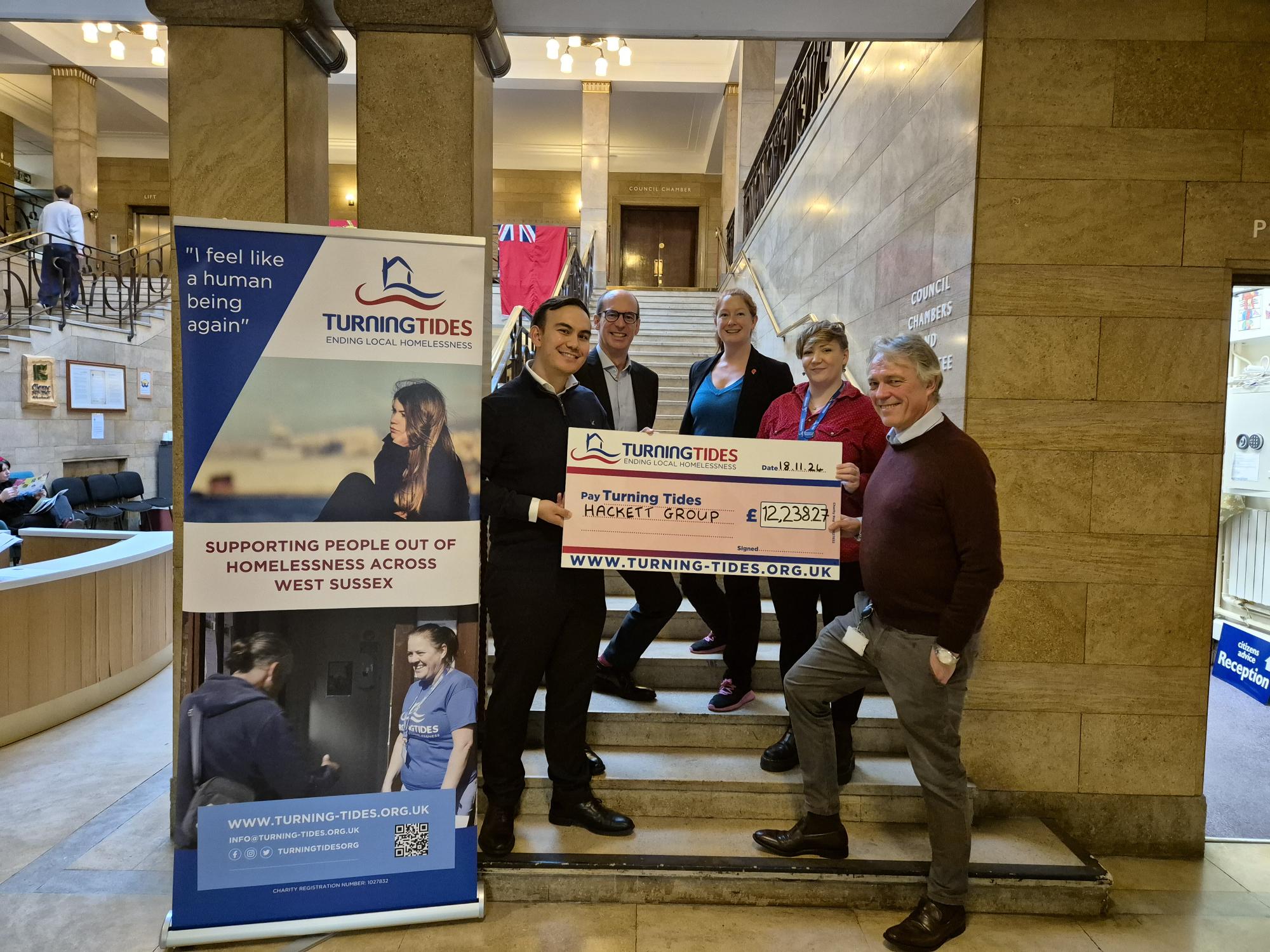 Image showing Hackett Group giving cheque to Turning Tides
